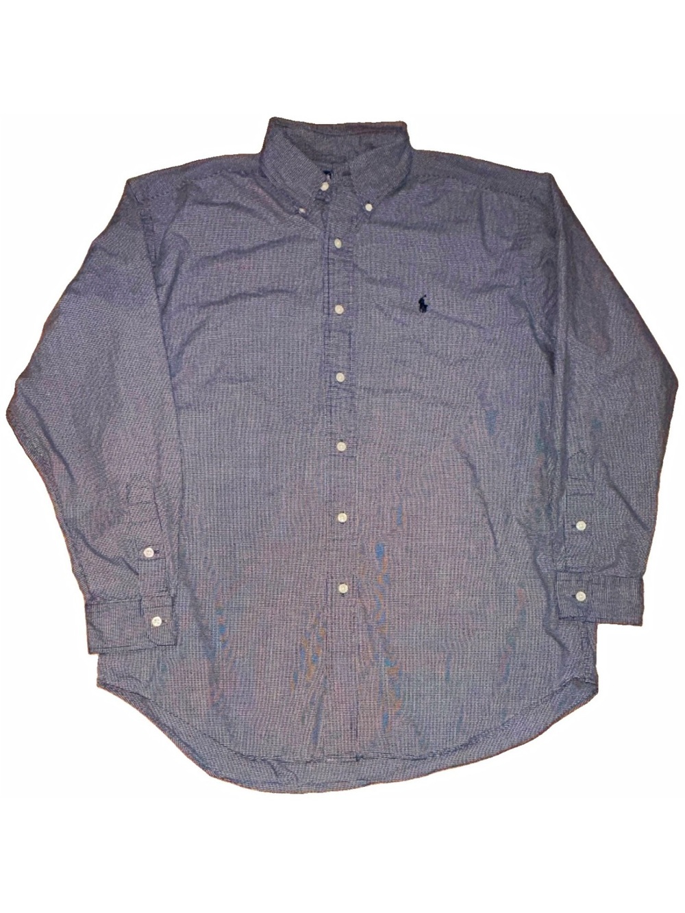 Ralph Lauren Blaire Men's M Navy White Check Woven Cotton Button-Down Shirt
